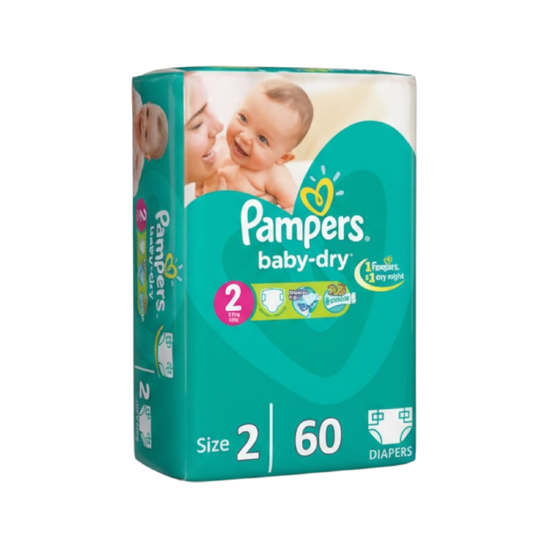 PAMPERS NEW BABY DRY (2) 60 pieces