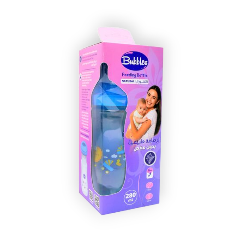 BUbbLES FEEDING BOTTLE NATURAL 280ML 8501(BLUE)