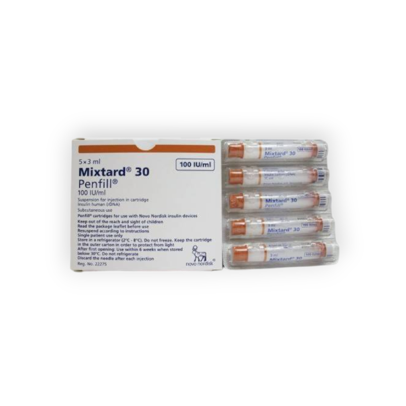 MIXTARD 100 IU PENFILL 5 CARTIDGE