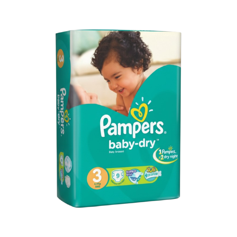 PAMPERS BABY DRY SIZE (3) 9 pieces