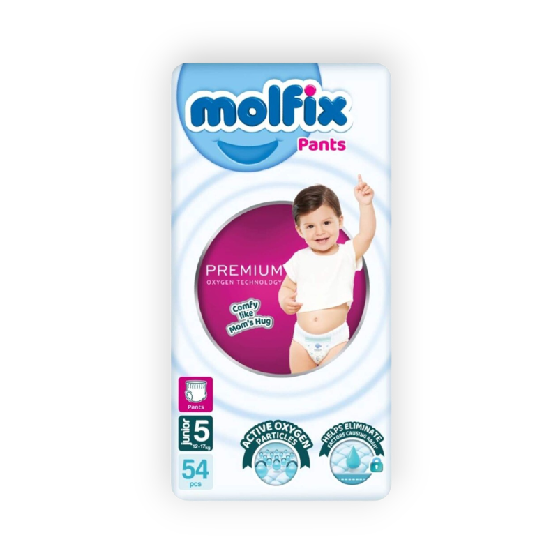 MOLFIX 5 DIAPERS OXYGEN PREM PANTS JUNIOR (5) 11-25KG 54PCS