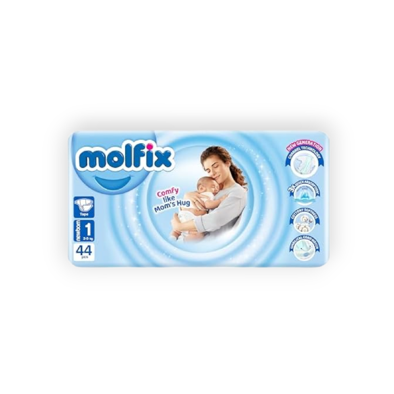 MOLFIX 1 DIAPERS NEW BORN (1) 2-5 KG 44PCS مصري