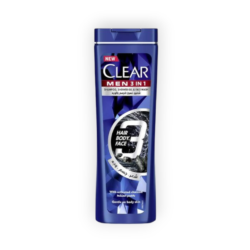 CLEAR SHAMPOO 3IN1 WITH ACTIVATED CHARCOAL180ML