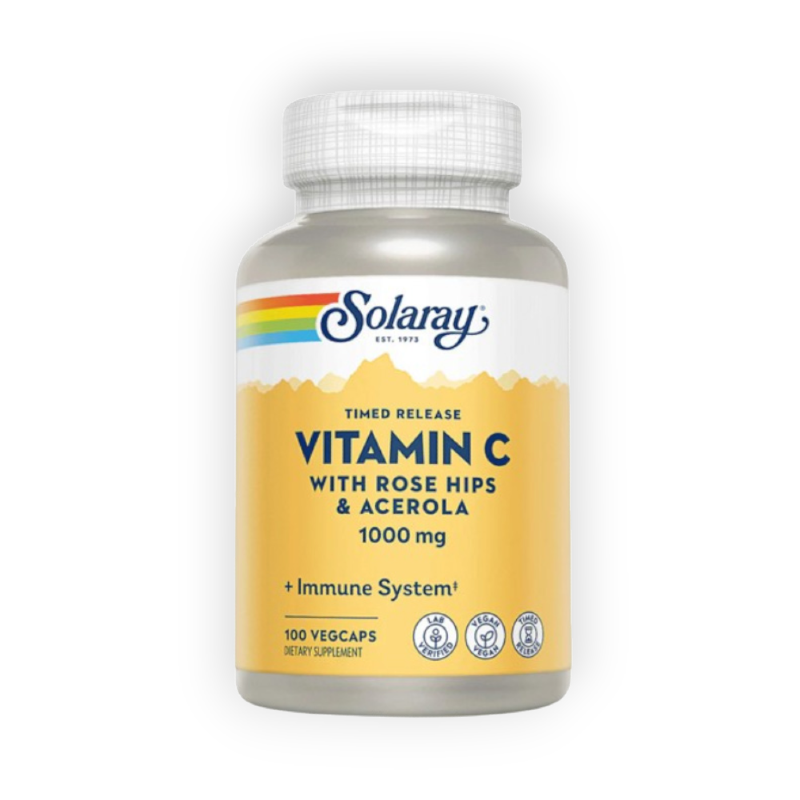 SOLARAY VITAMIN C WITH ROSE HIPS & ACEROLA 100 CAP