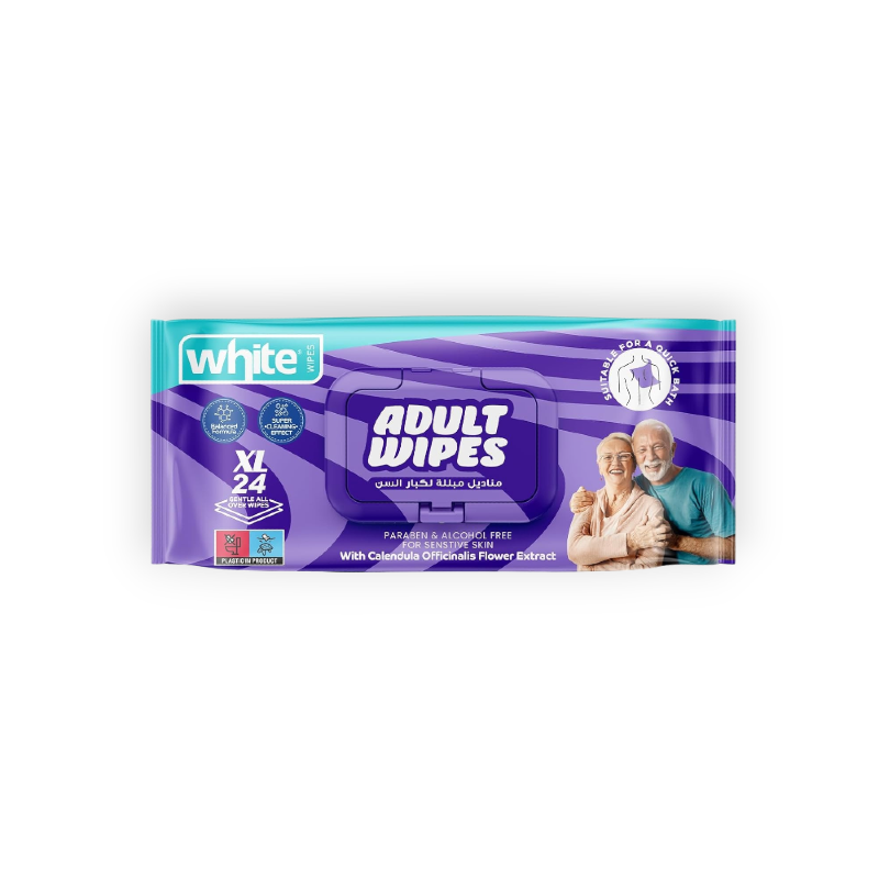 WHITE ADULT WIPES XL 24 WIP