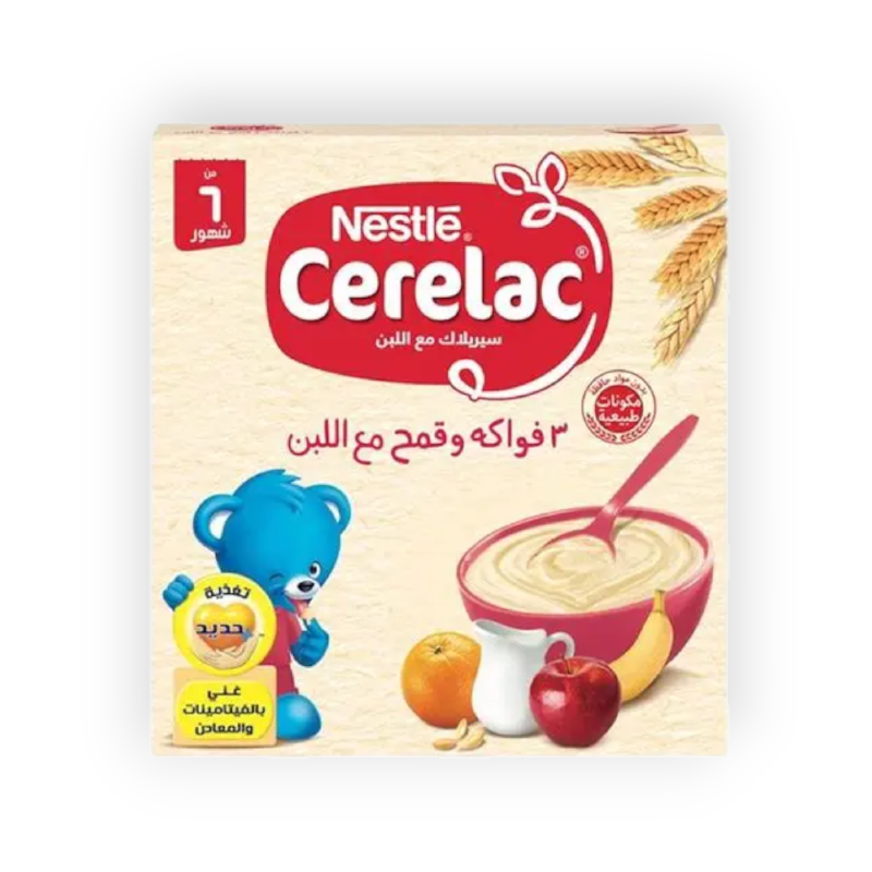 CERELAC  IRON +3 FRUITS WHEAT AND MILK 125GM فواكة