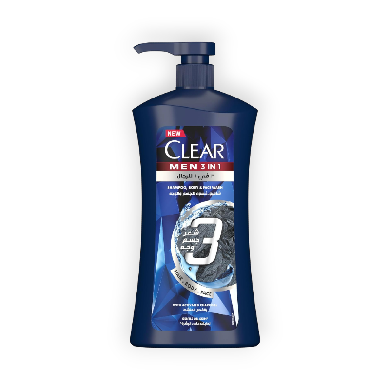 CLEAR SHAMPOO(CHARCOAL) 3IN1 MEN 900ML OFF