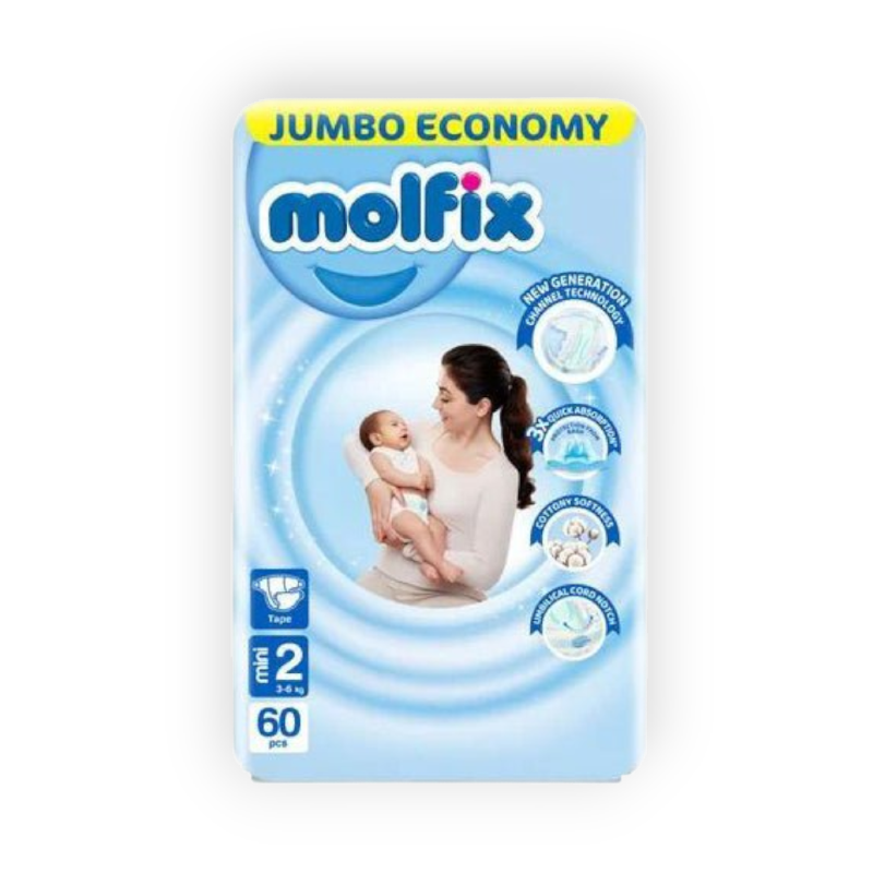 MOLFIX 2 DIAPERS MINI (2) 3-6KG 60PCS مصرى