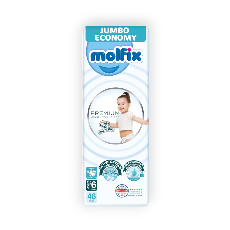 MOLFIX 6 DIAPERS OXYGEN PREMIUM JUNIOR (6) +16KG 46PCS