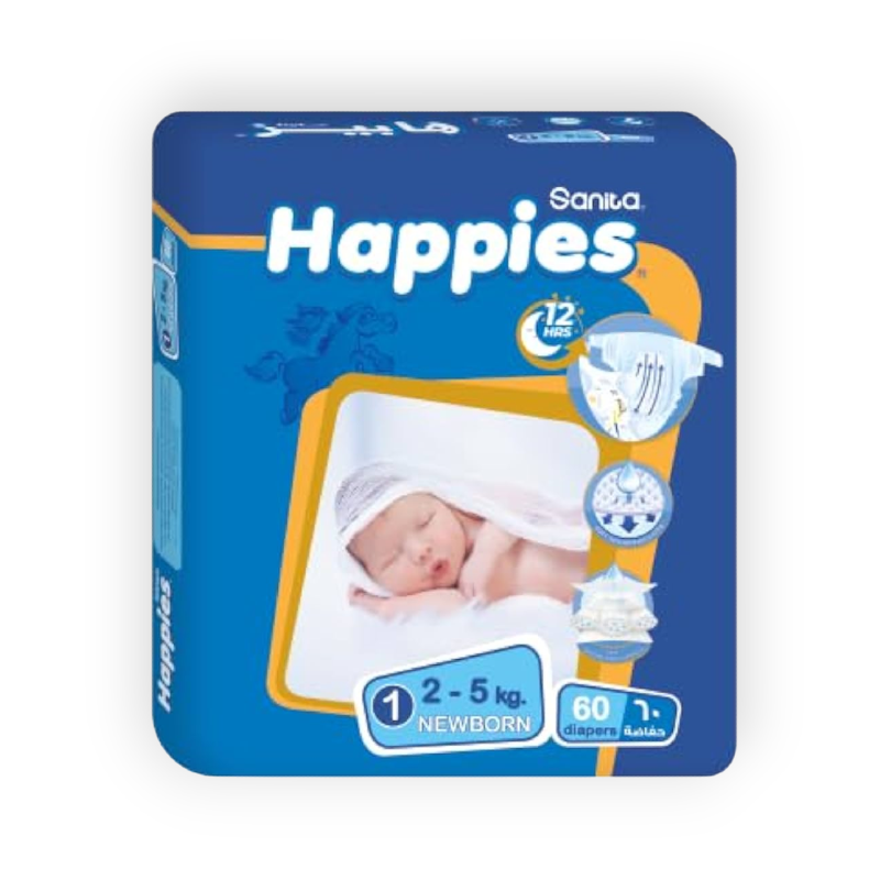 HAPPIES (1) NEW BORN (2-5KG) 60PCS