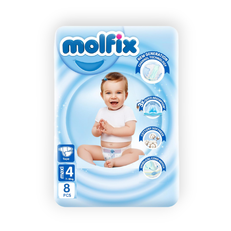 MOLFIX 4 DIAPERS MAXI (4) 7-18KG 8PCSمصرى
