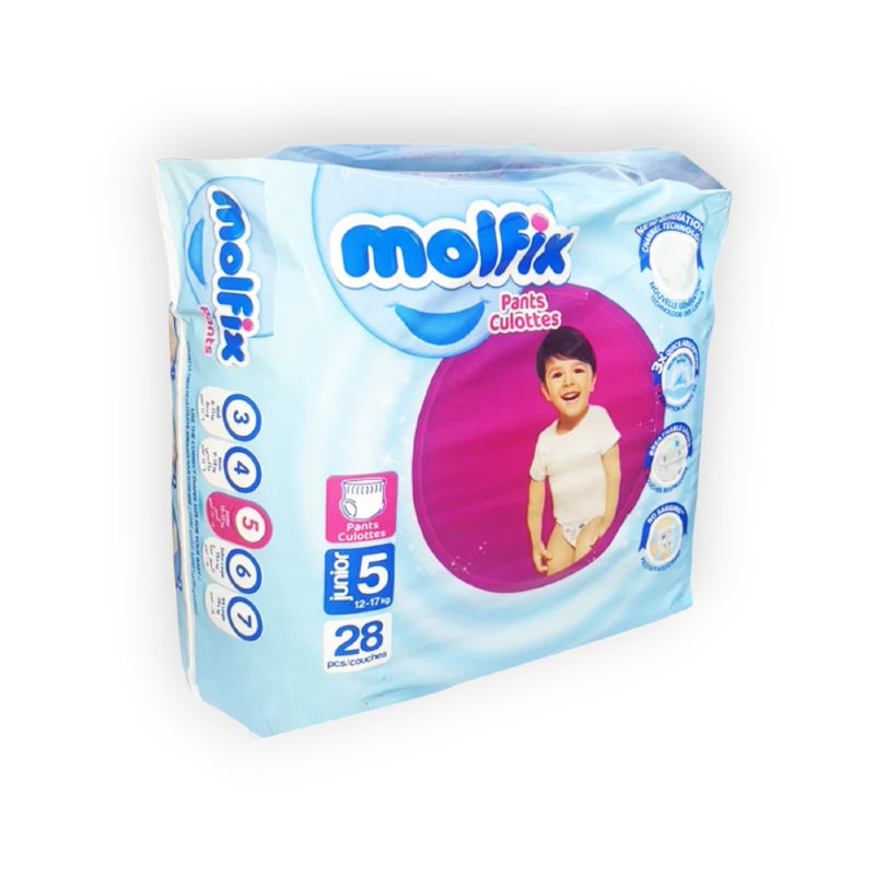 MOLFIX 5 DIAPERS JUNIOR PANTS 12-17KG 28PCS مصرى