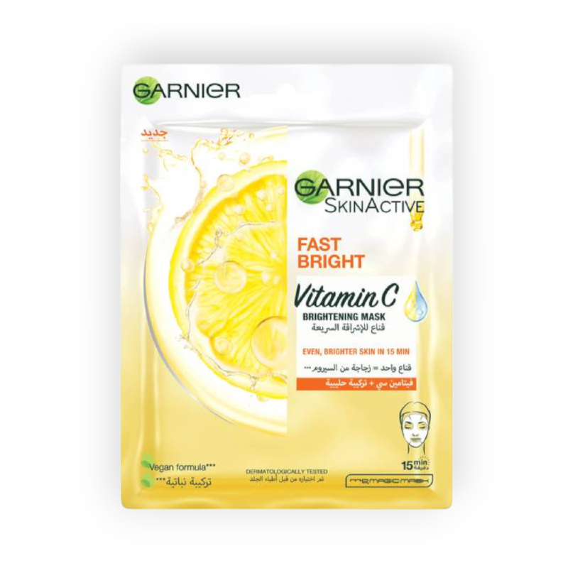 GARNIER TISSUE MASK FAST BRIGHT 28 G قناع للوجه
