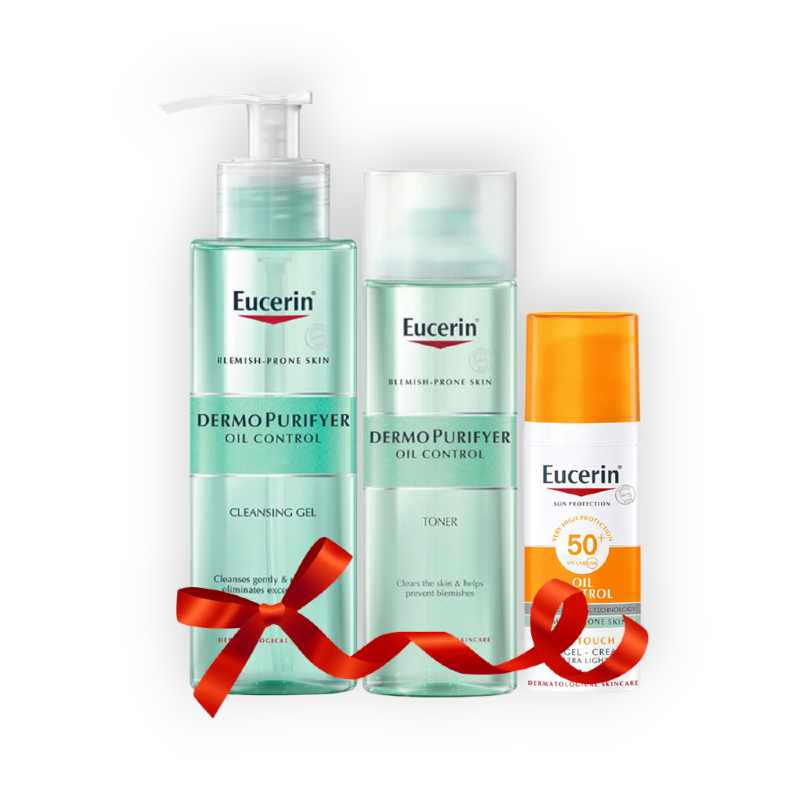 EUCERIN OIL CONTROL PROMO (CLEANSING GEL& TONER &SUN GEL CREAM)