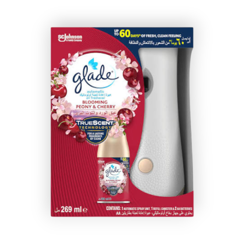 GLADE AUTOMATIC SPRAY BLOOMING PEONY&CHERRY جهاز +غيار