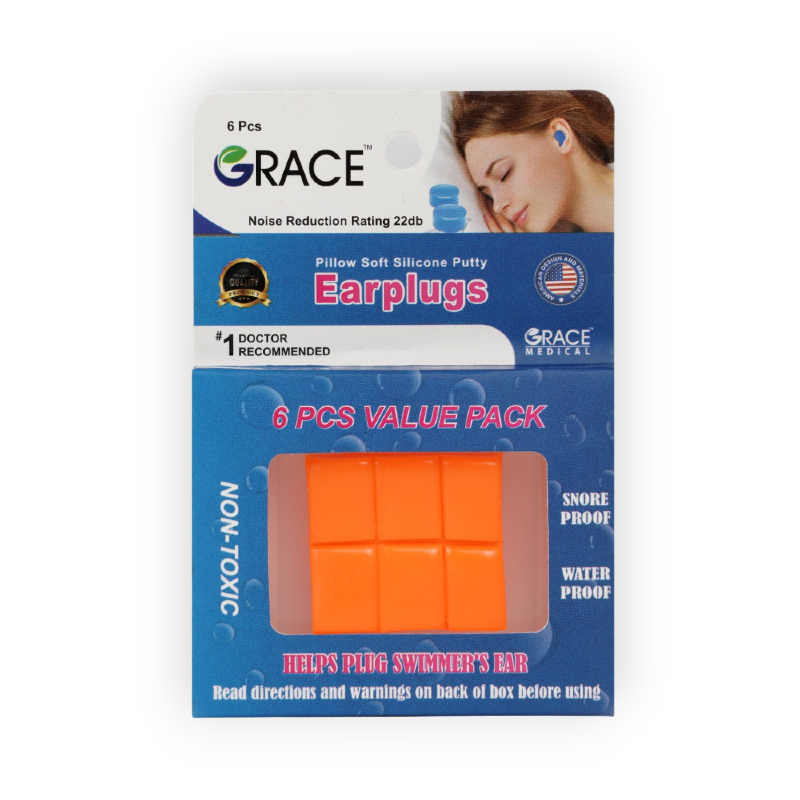 GRACE EARPLUGS ADULTS WATERPROOF 6PCS