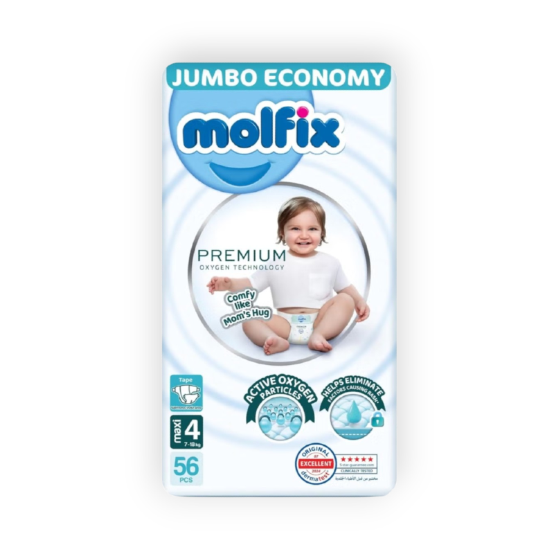 MOLFIX 4 DIAPERS OXYGEN PREMIUM JUNIOR (4) 7-18KG 56PCS