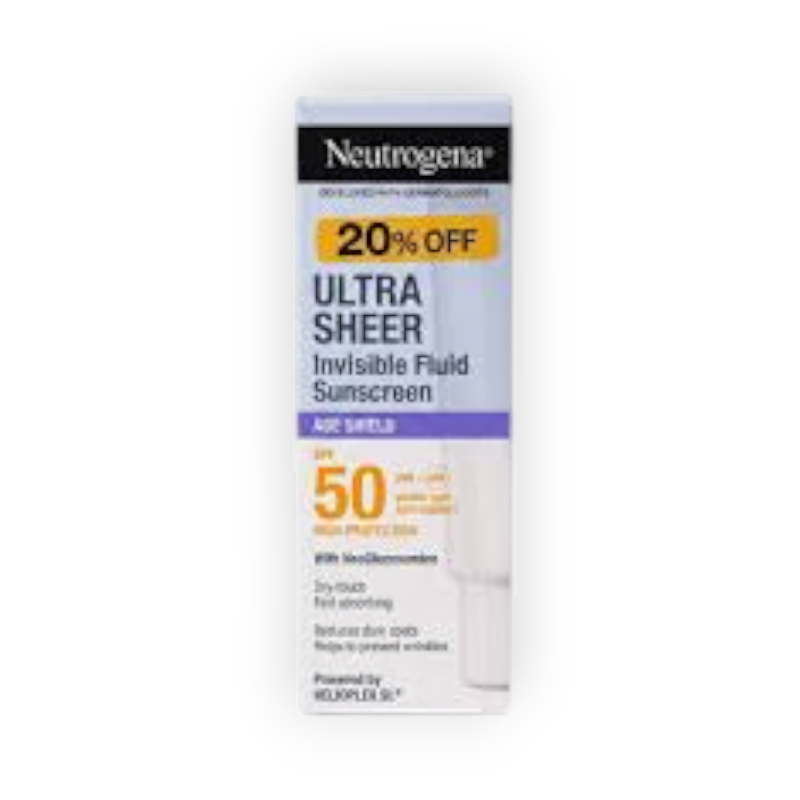 NEUTROGENA ULTRA SHEER SUNSCREEN INVISIBLE FLUID AGE SHIELD SPF50 OFFER 50ML