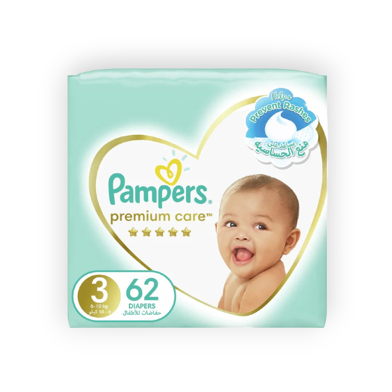 PAMPERS (PREMIUM CARE 3) 6-11 KG 62 PCS