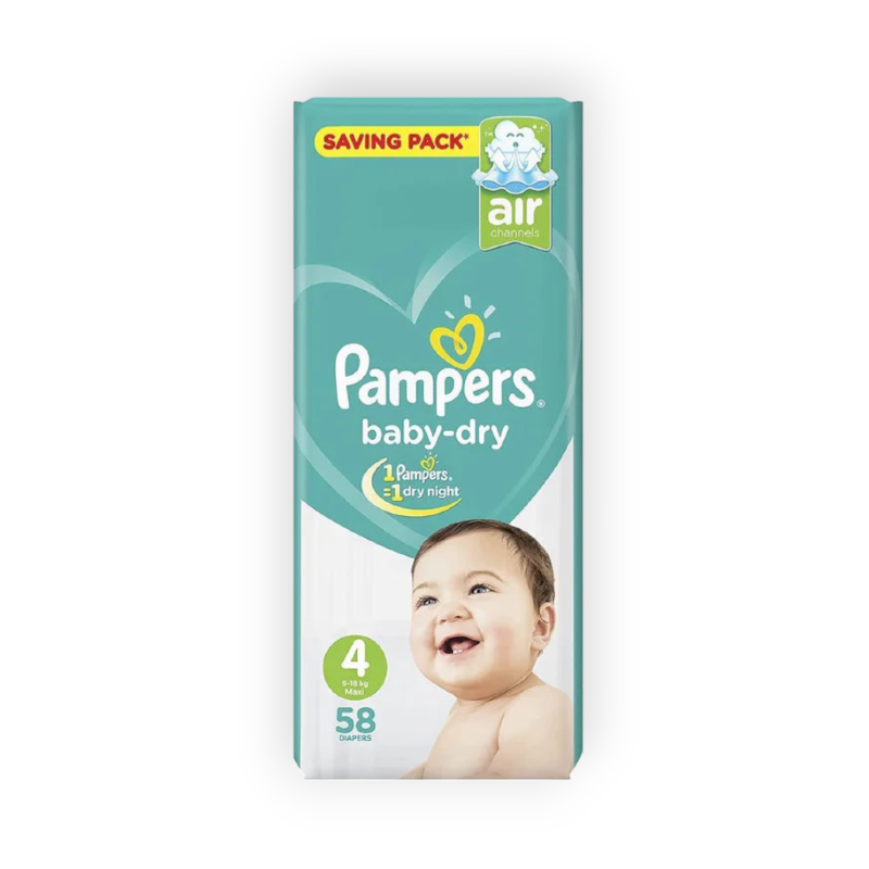 PAMPERS (4) MAXI (8-19KG) 58PCS  ماكسي