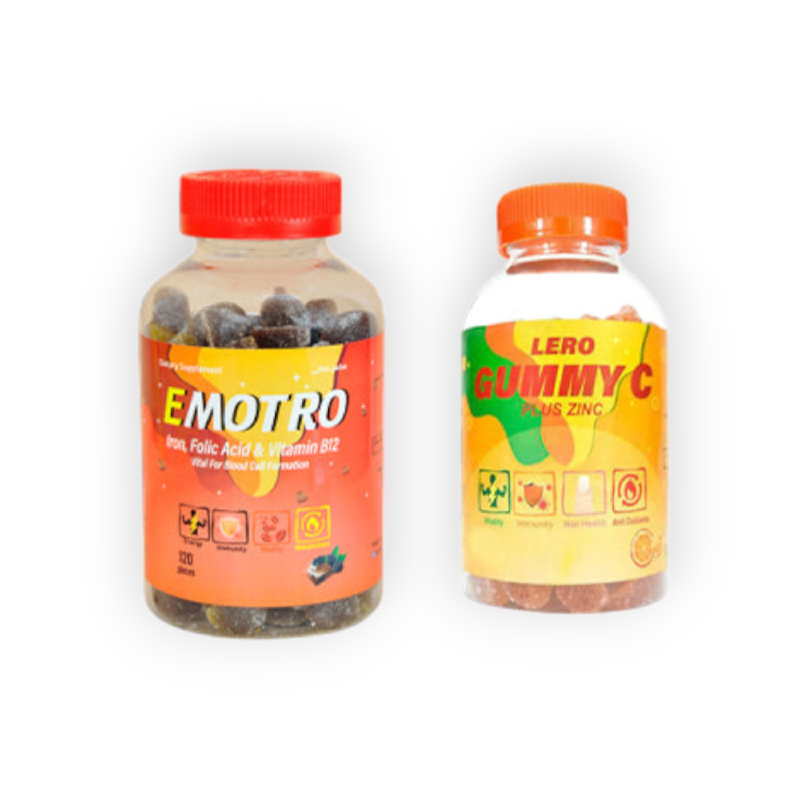 LERO GUMMY C PLUS ZINC 120 P+EMOTRO IRON 60 GUMMIES (1+1)