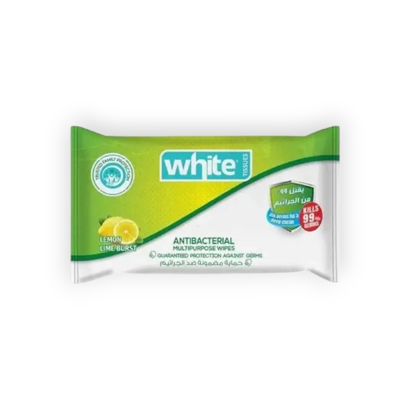 WHITE ANTIBACTERIAL (LEMON) 50 WIPES