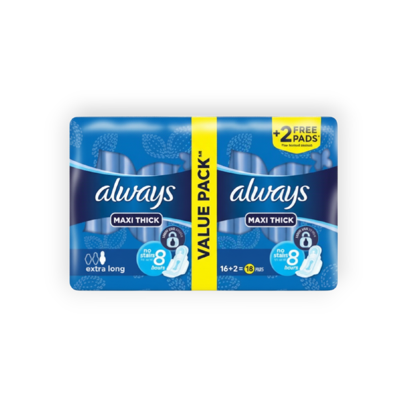 ALWAYS MAXI THICK EXTRA LONG DOUBLE 16+2.18PADS