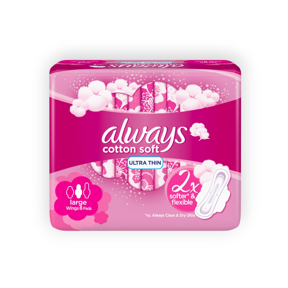 ALWAYS ULTRA THIN COTTON SOFT LARGE 8 Piece