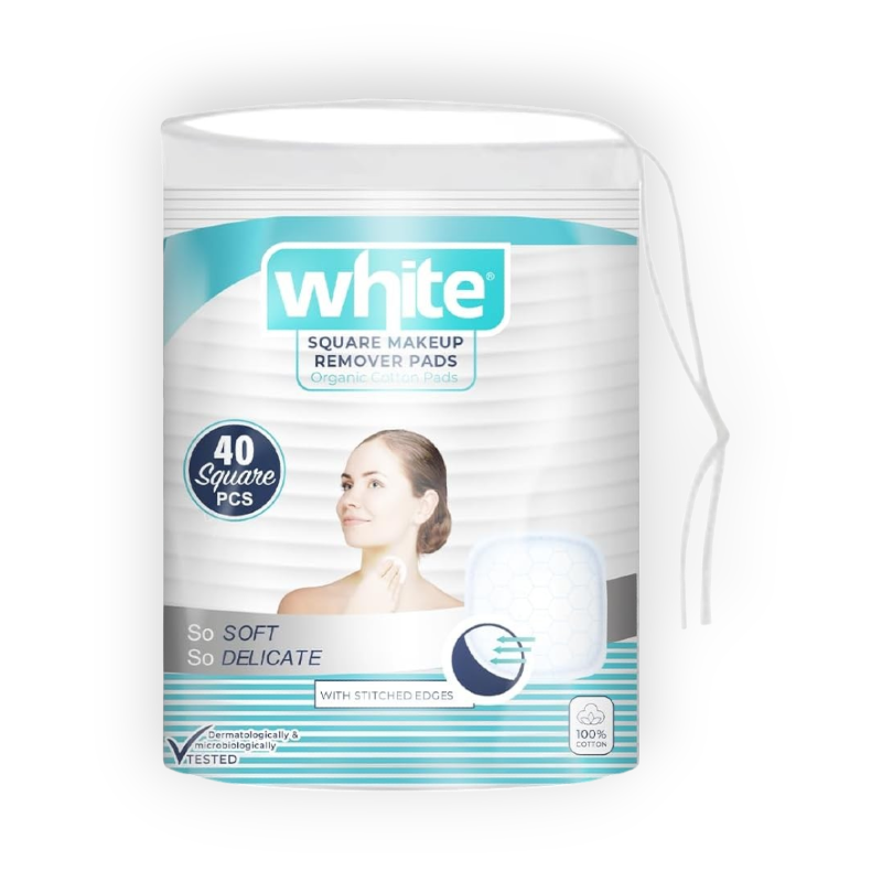 WHITE SQUARE MAKE UP REMOVER PADS 40PCS